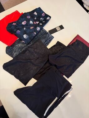 Peloton Multi-Pack Active Leggings in Black, Navy, Red and Patterned